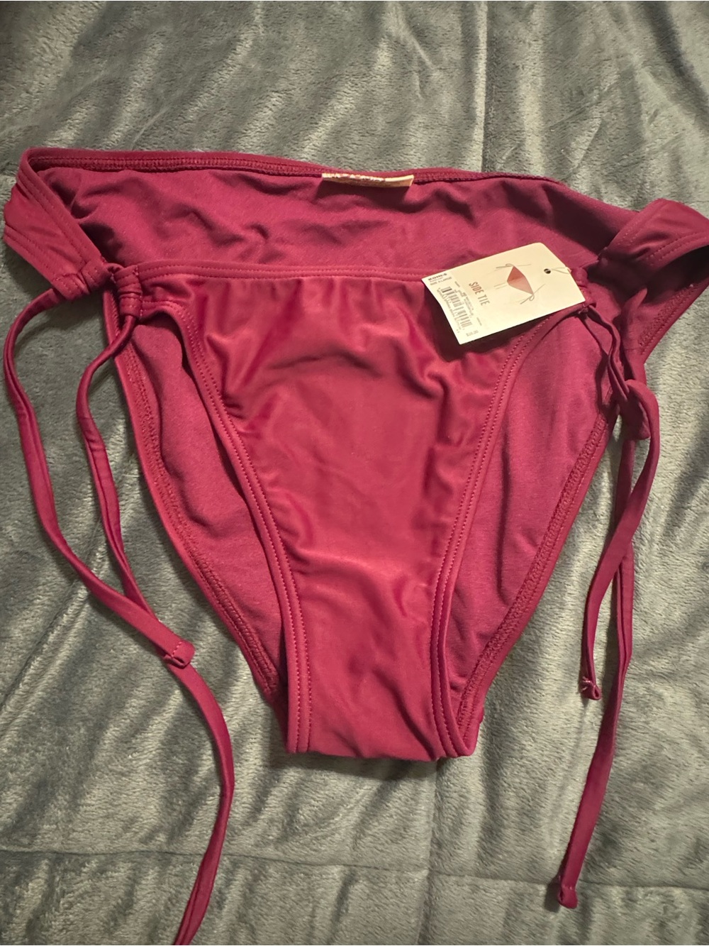 Maroon Tie-Side Bikini Bottoms